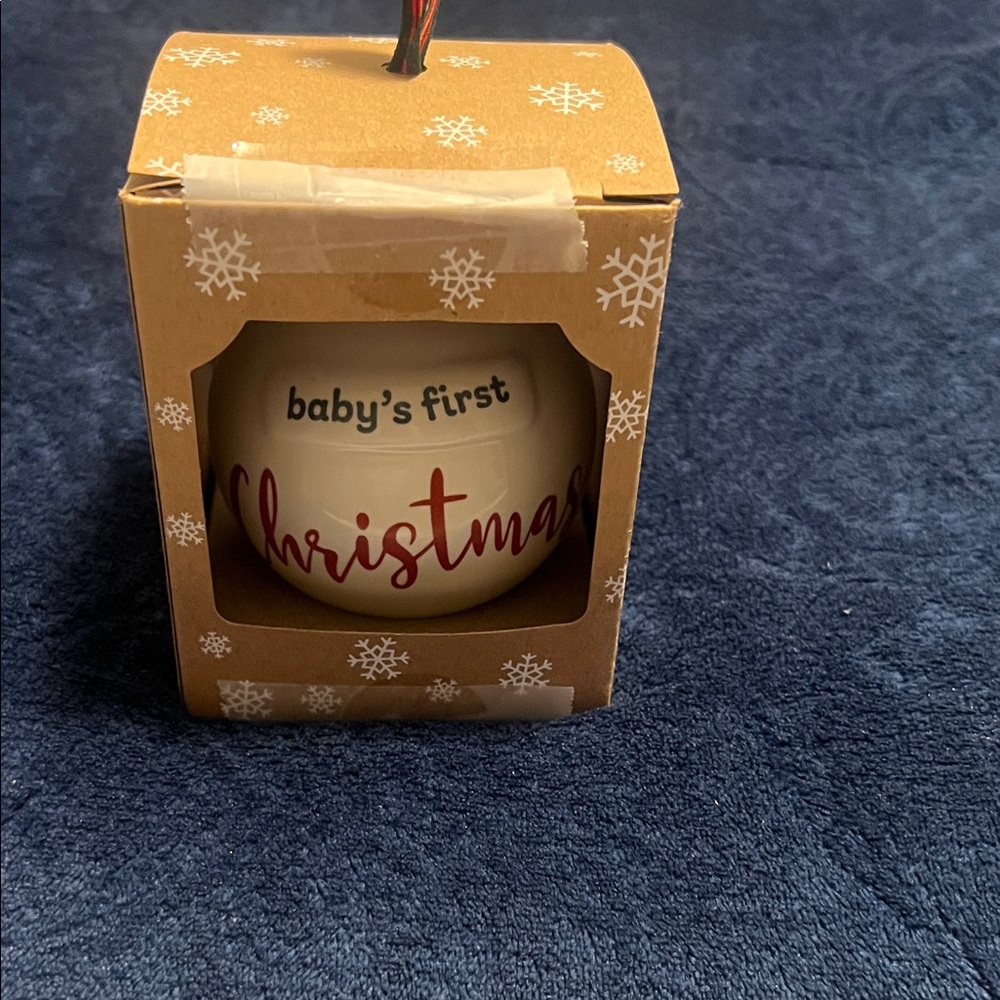 Baby's First Christmas Ornament - Cream and Red
